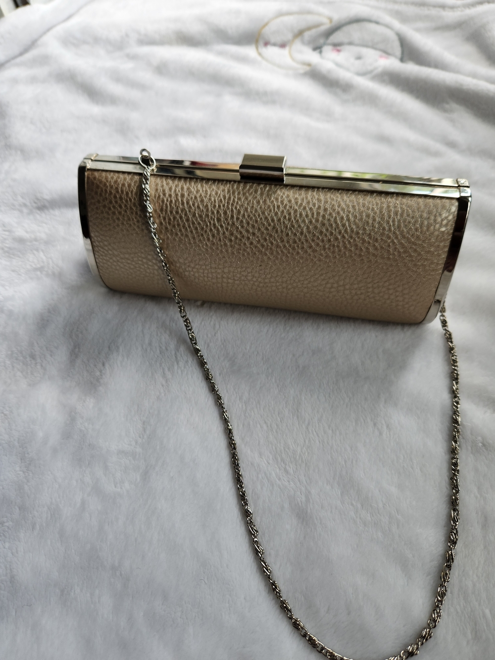 Kate Landry Gold-Tone Pebbled Leather Clutch with Chain